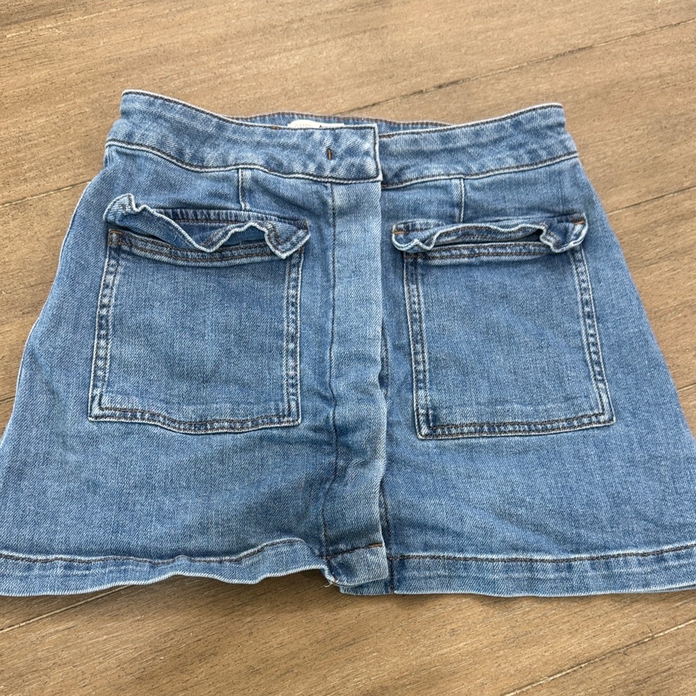 Denim Mini Skirt with Pockets